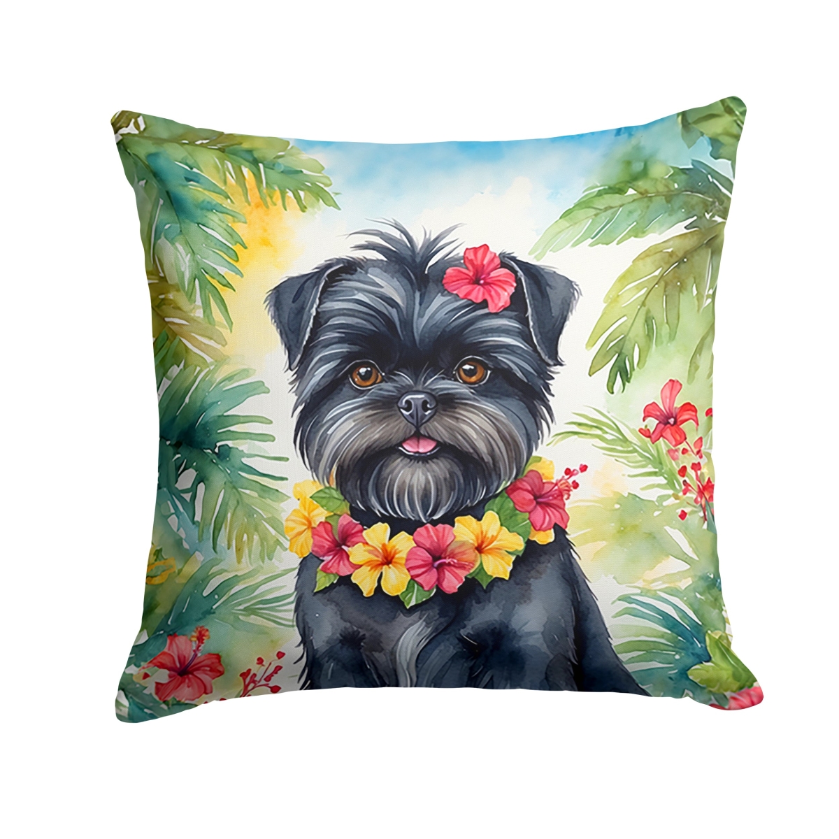 18 x 18 in. Affenpinscher Luau Throw Pillow