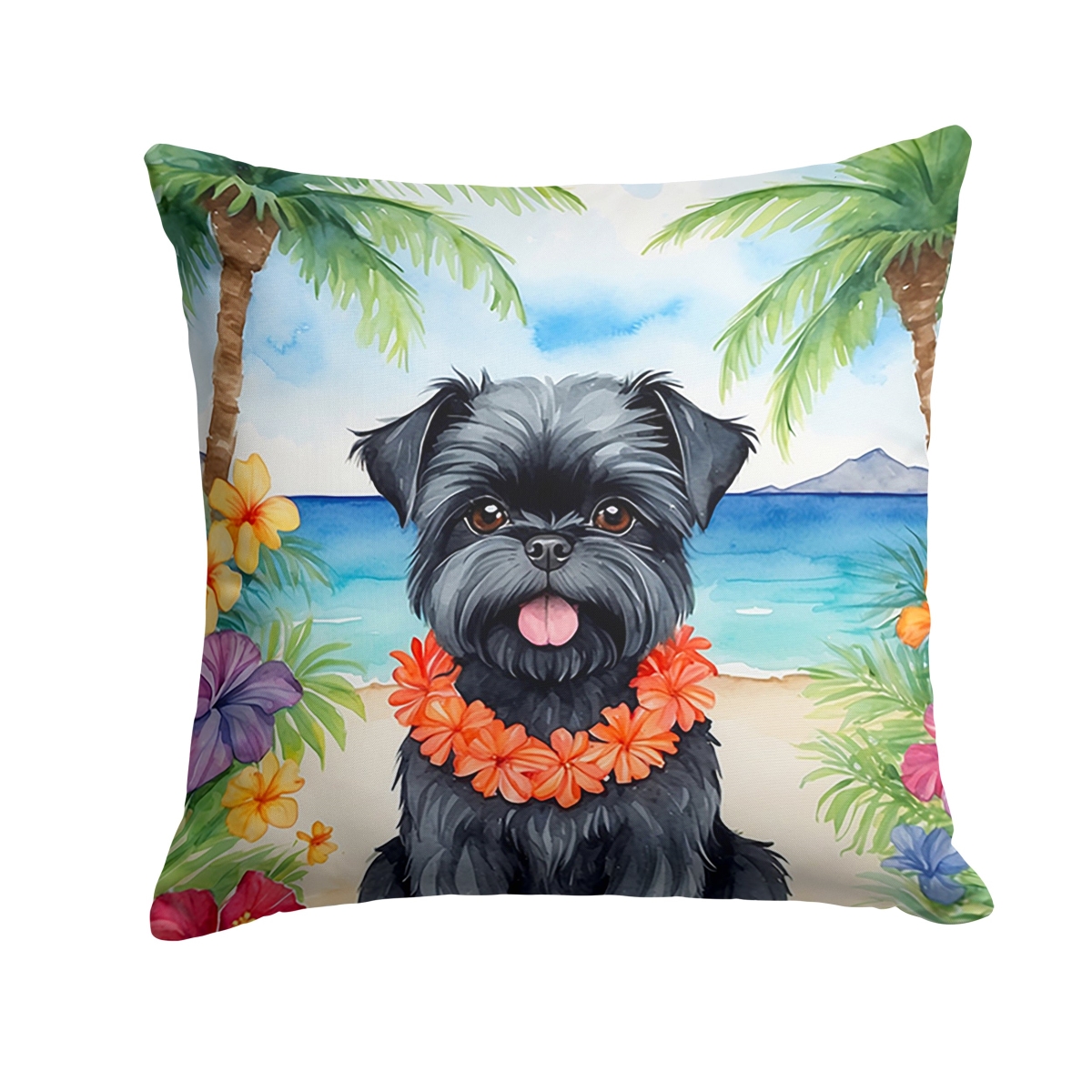18 x 18 in. Affenpinscher Luau Throw Pillow