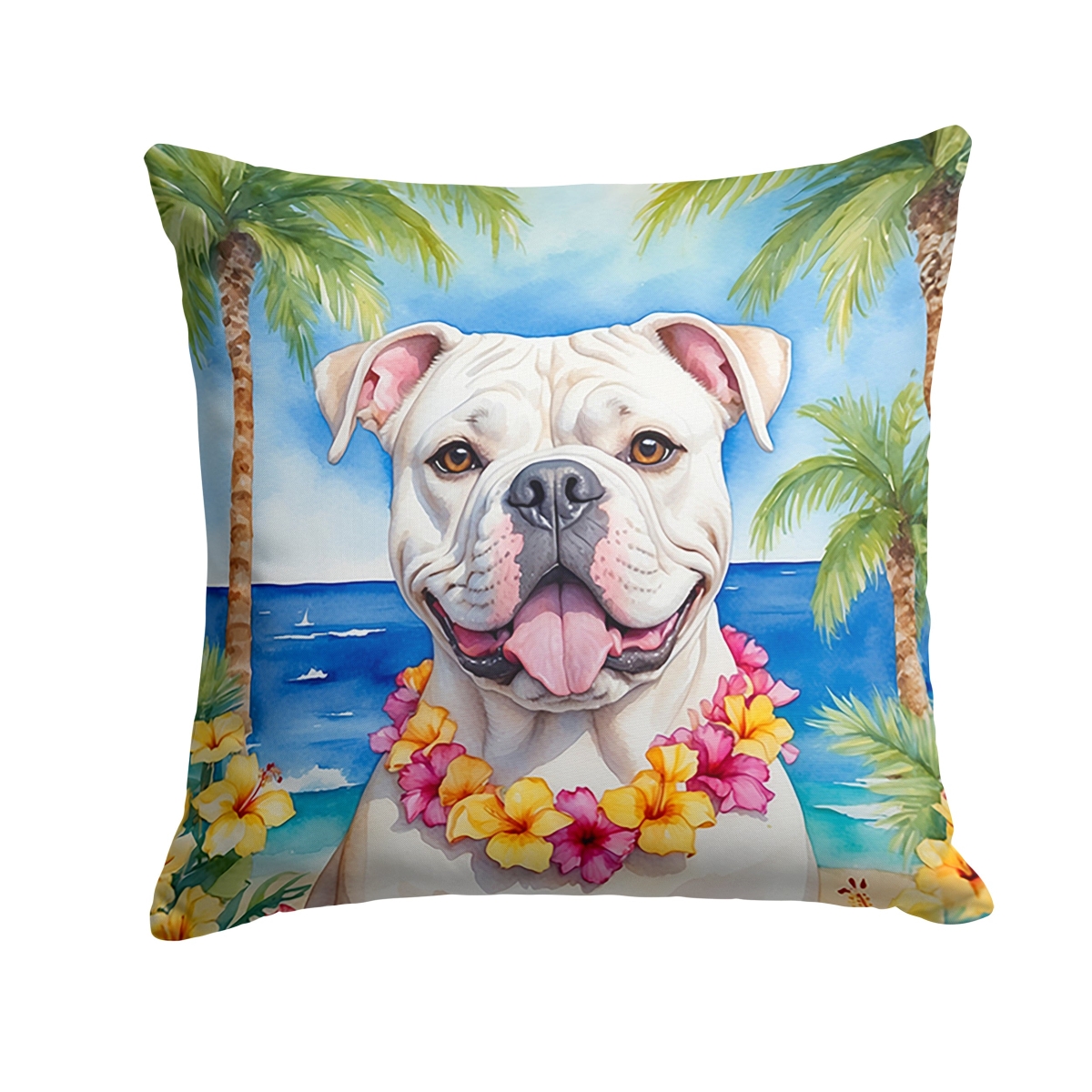 18 x 18 in. American Bulldog Luau Throw Pillow