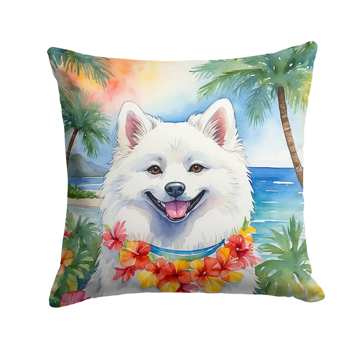18 x 18 in. American Eskimo Luau Throw Pillow