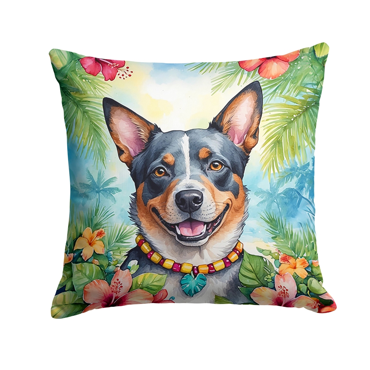18 x 18 in. Australian Cattle Dog Luau Throw Pillow