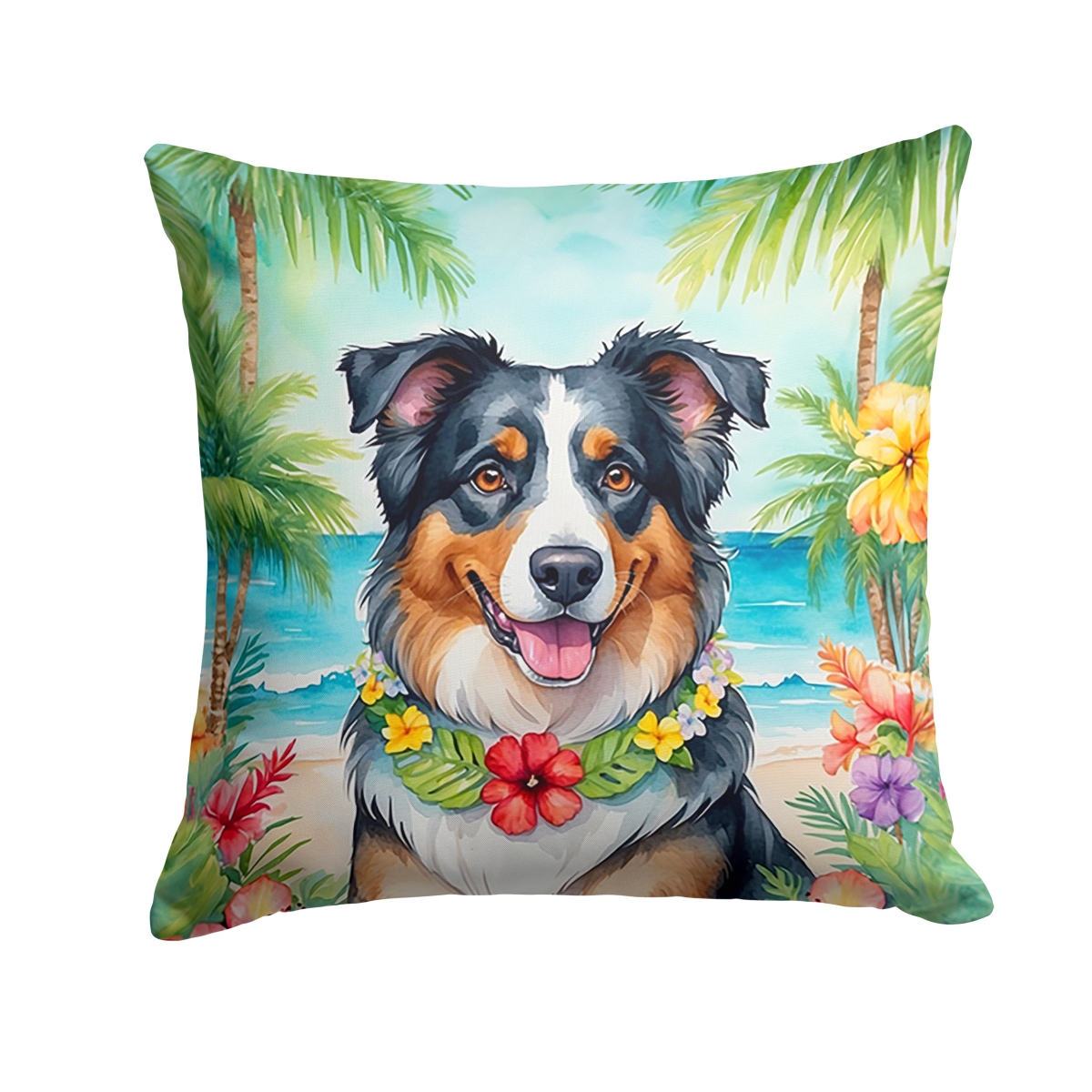 18 x 18 in. Australian Shepherd Luau Throw Pillow
