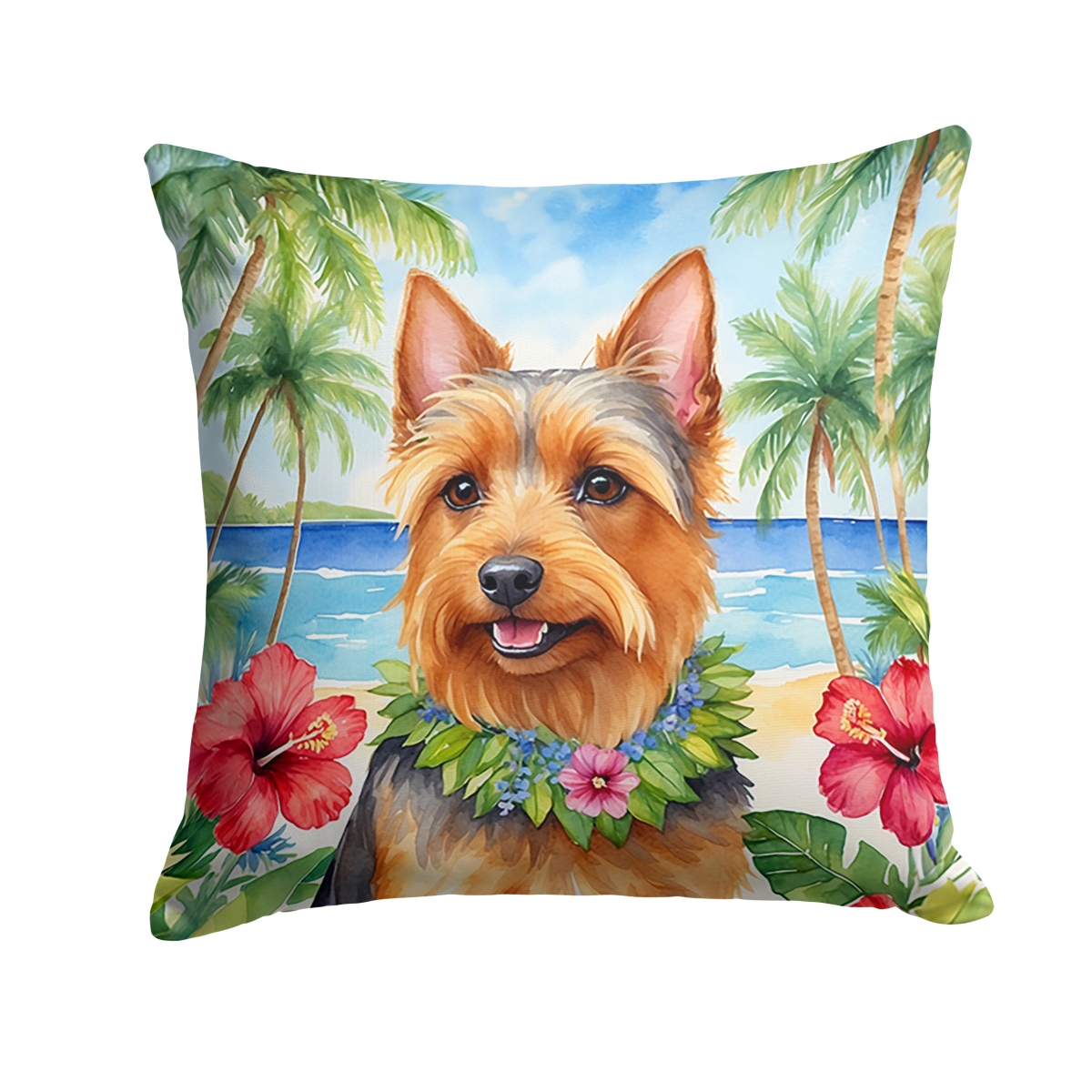 18 x 18 in. Australian Terrier Luau Throw Pillow