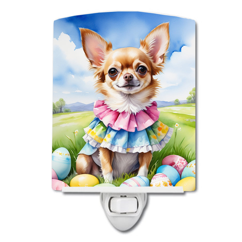 6 x 4 in. Chihuahua Easter Egg Hunt Ceramic Night Light