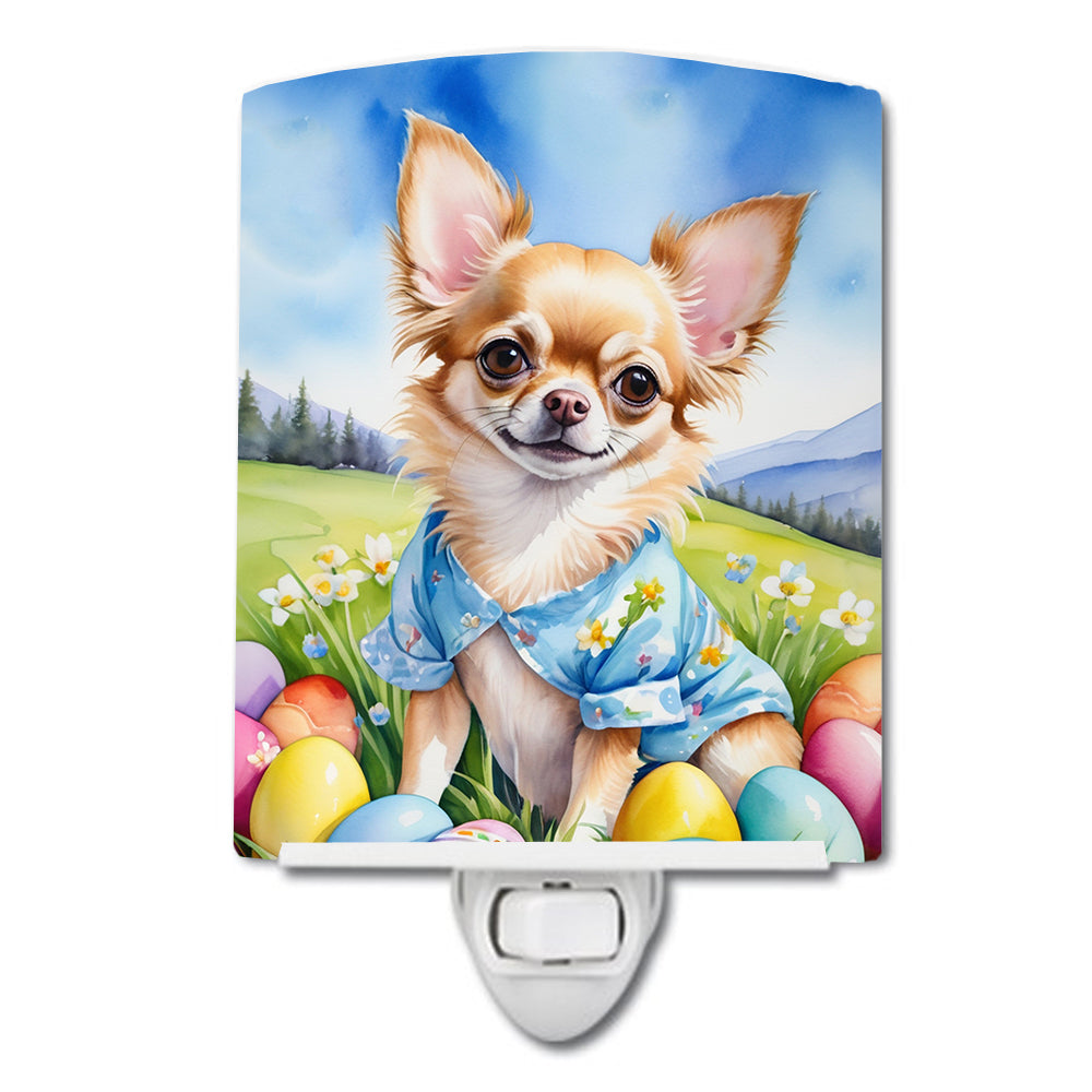 6 x 4 in. Chihuahua Easter Egg Hunt Ceramic Night Light
