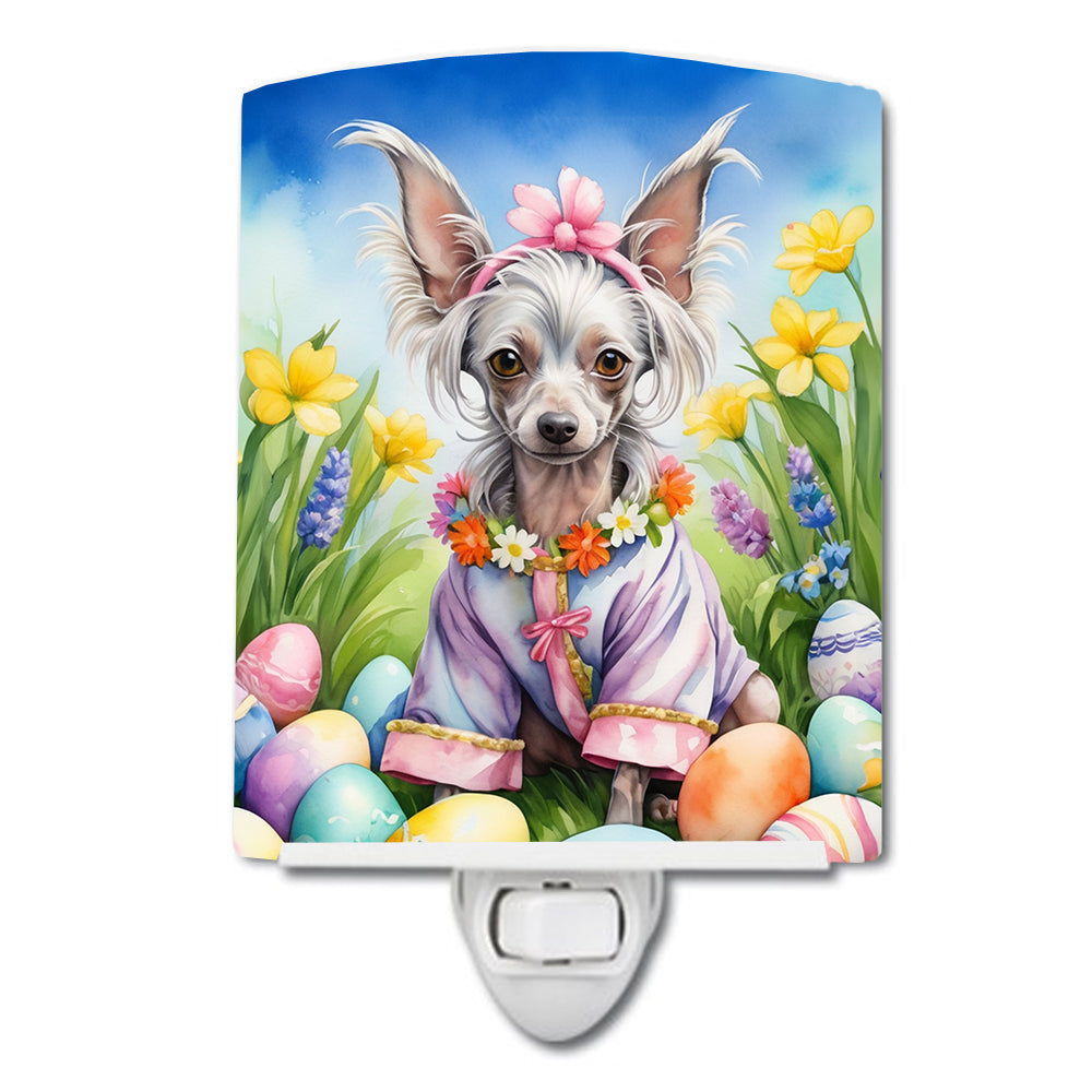 6 x 4 in. Chinese Crested Easter Egg Hunt Ceramic Night Light