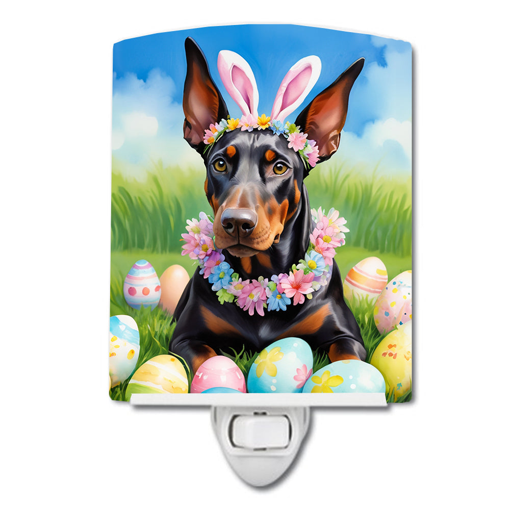 6 x 4 in. Doberman Pinscher Easter Egg Hunt Ceramic Night Light