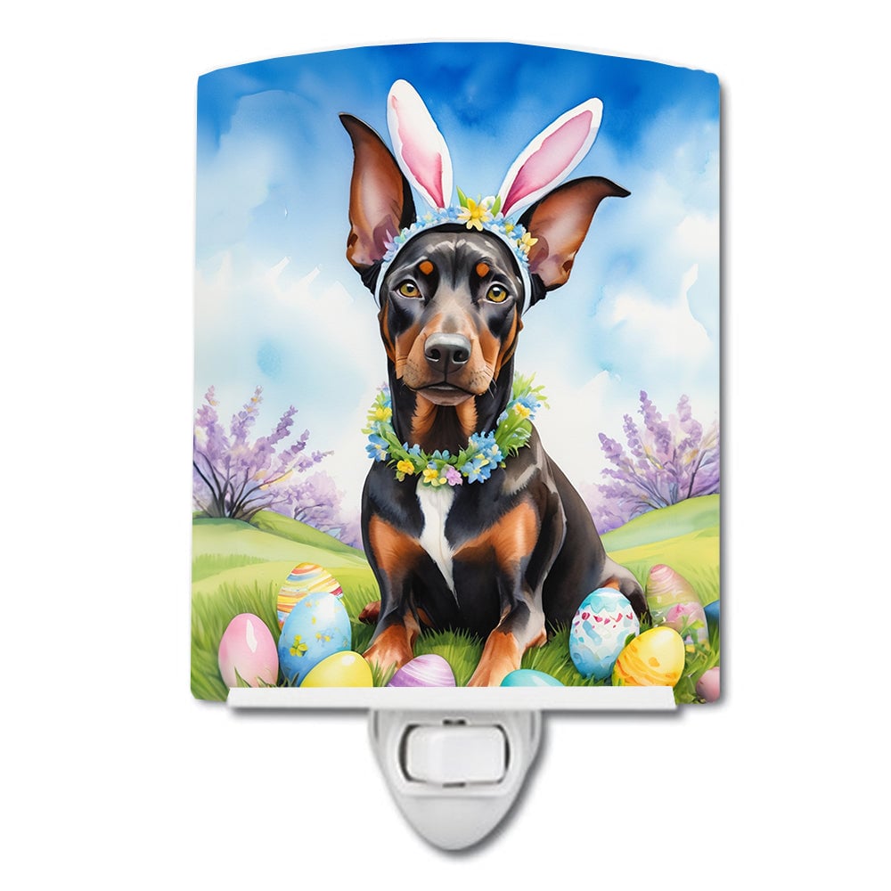 6 x 4 in. Doberman Pinscher Easter Egg Hunt Ceramic Night Light
