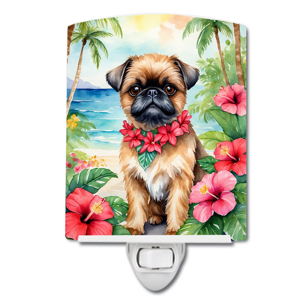 6 x 4 in. Brussels Griffon Luau Ceramic Night Light