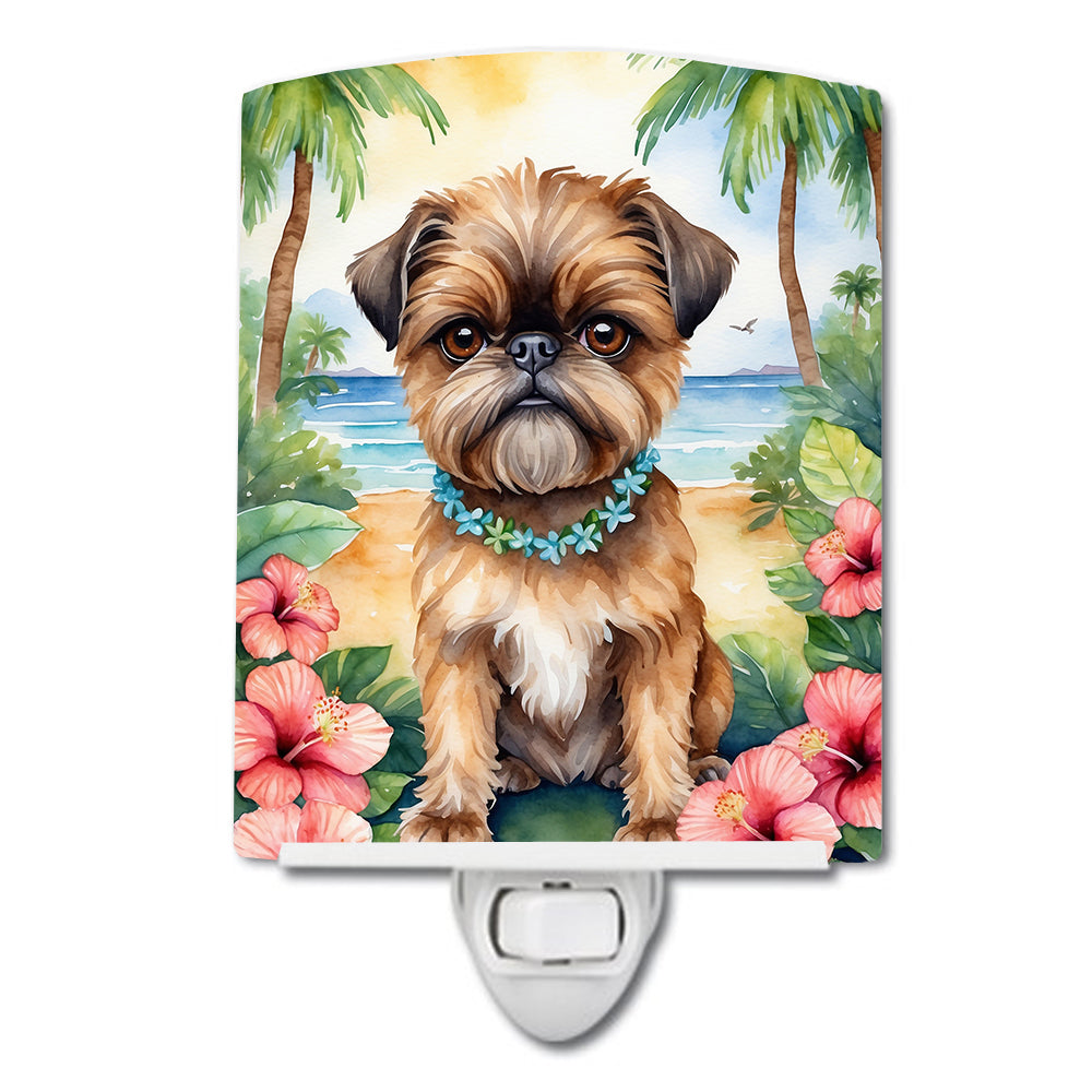 6 x 4 in. Brussels Griffon Luau Ceramic Night Light