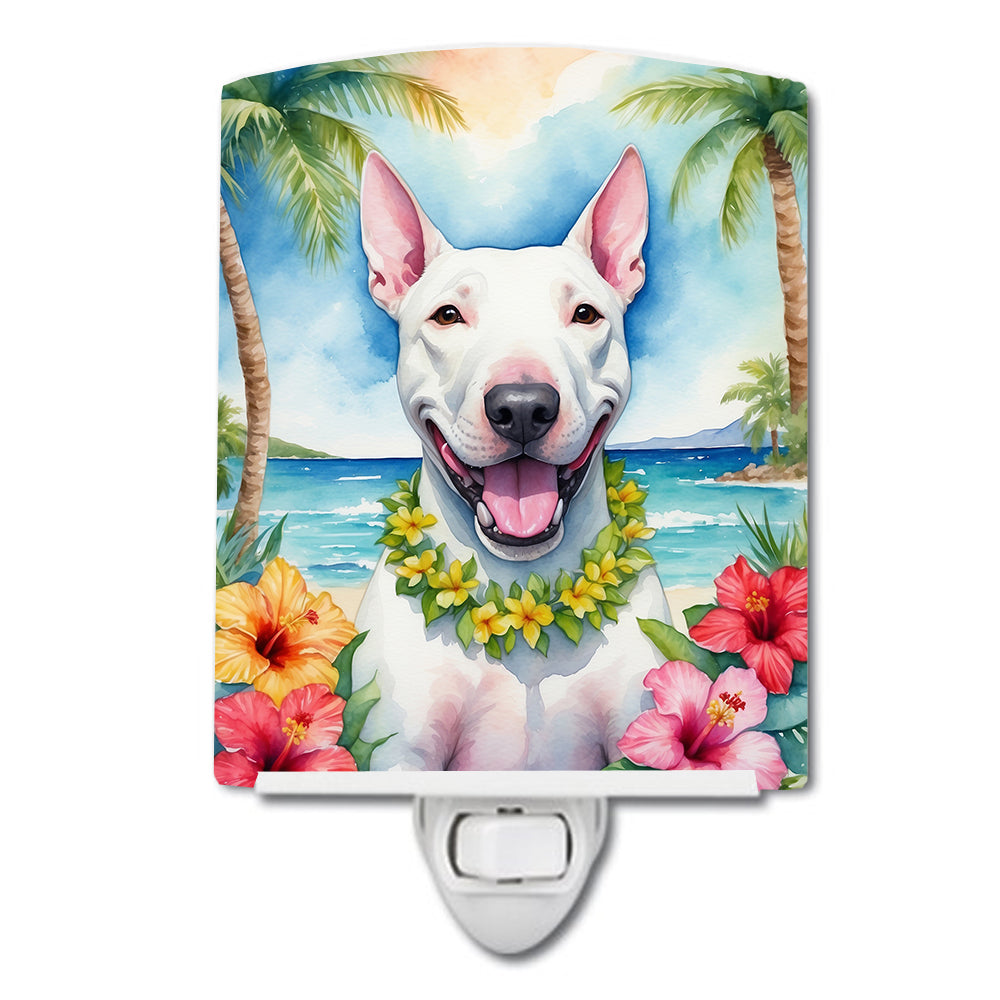 6 x 4 in. Bull Terrier Luau Ceramic Night Light
