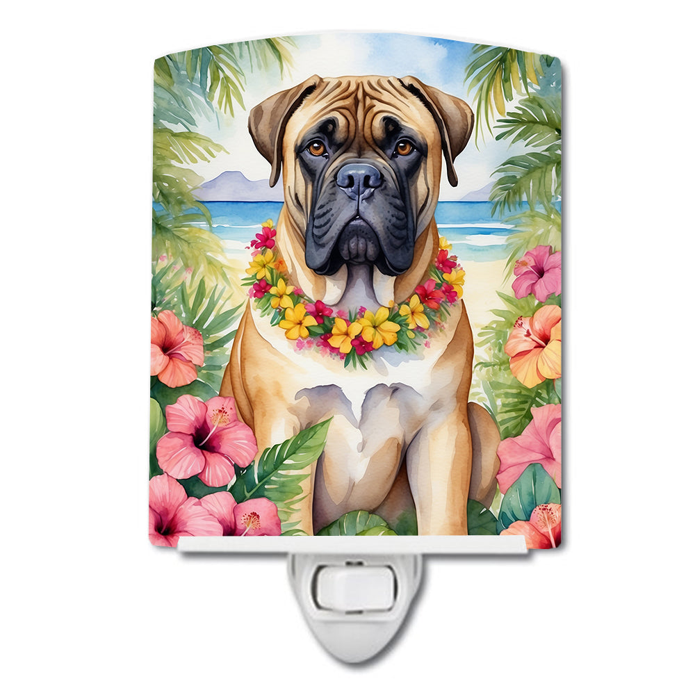 6 x 4 in. Bullmastiff Luau Ceramic Night Light