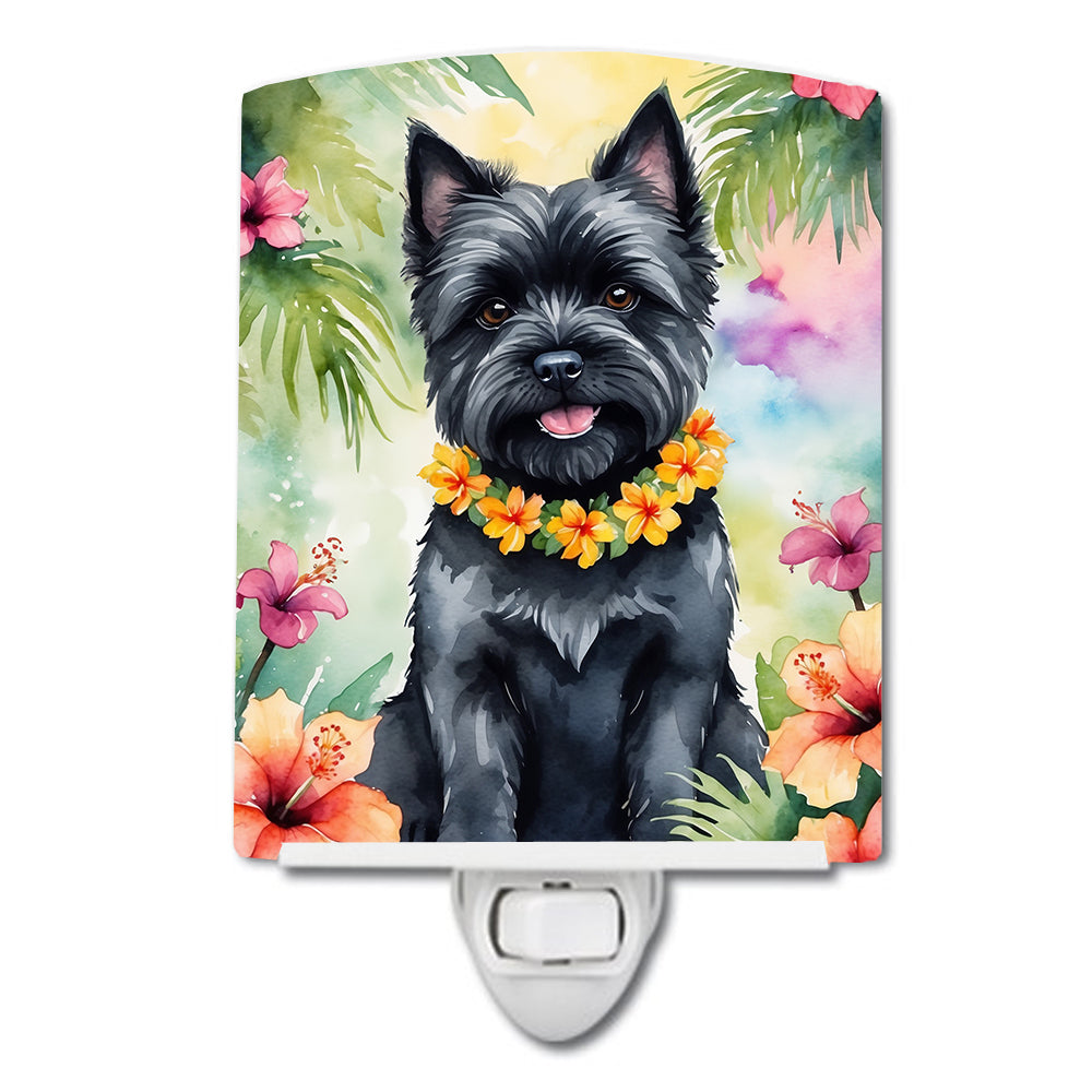 6 x 4 in. Cairn Terrier Luau Ceramic Night Light