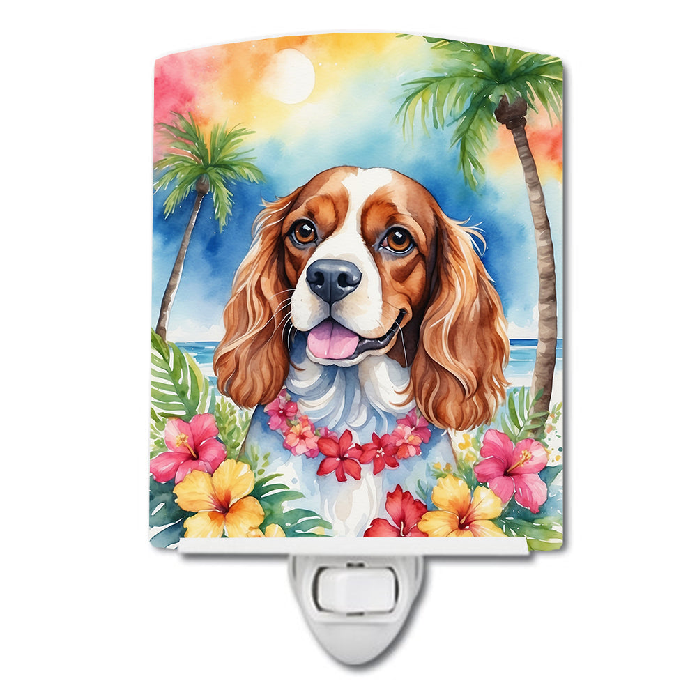 6 x 4 in. Cavalier Spaniel Luau Ceramic Night Light