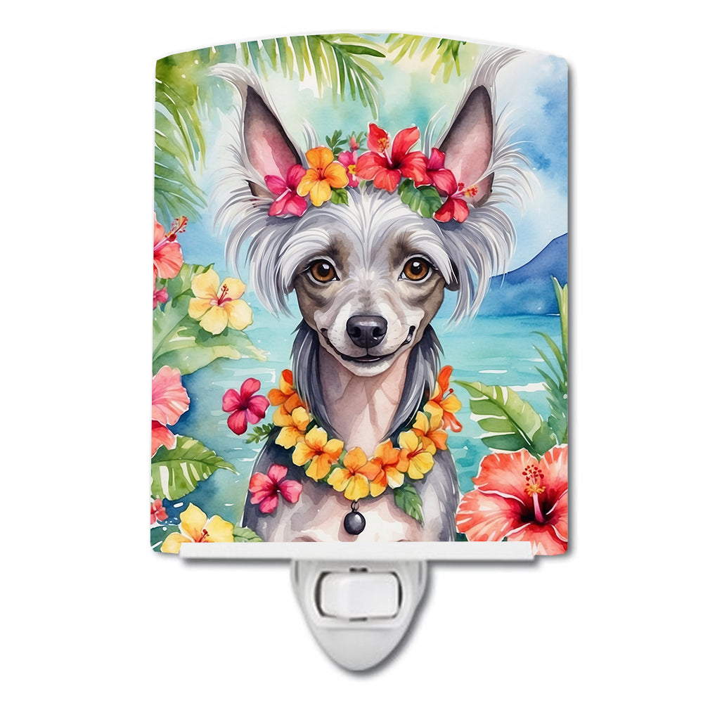 6 x 4 in. Chinese Crested Luau Ceramic Night Light
