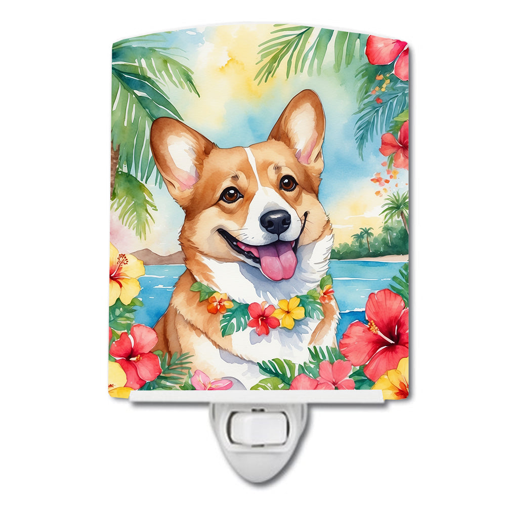 6 x 4 in. Corgi Luau Ceramic Night Light