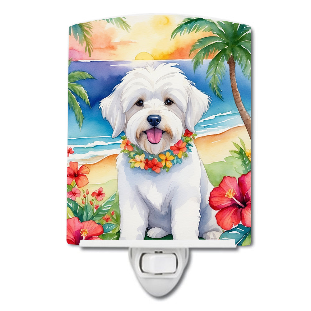 6 x 4 in. Coton de Tulear Luau Ceramic Night Light