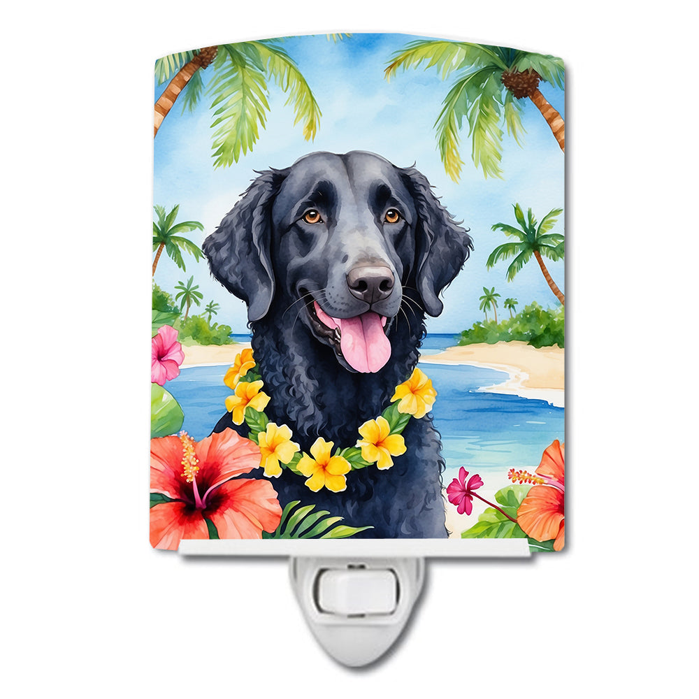 6 x 4 in. Curly-Coated Retriever Luau Ceramic Night Light