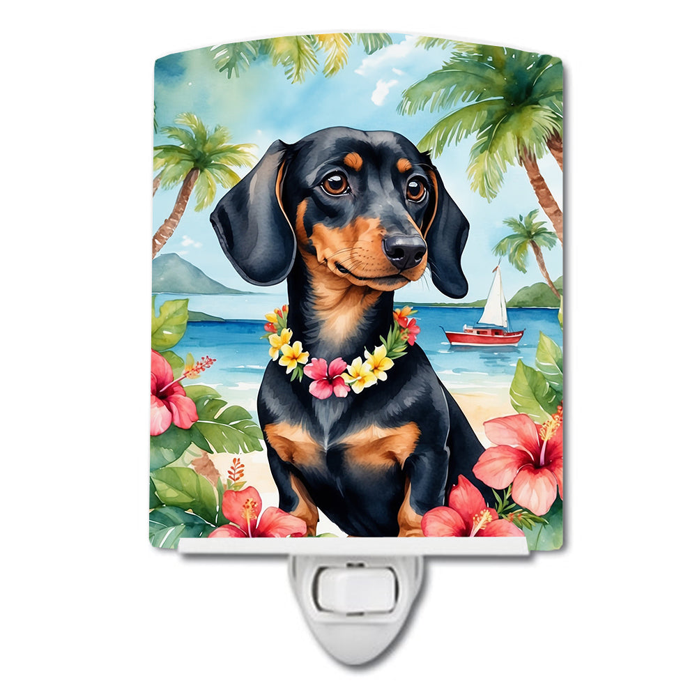 6 x 4 in. Dachshund Luau Ceramic Night Light