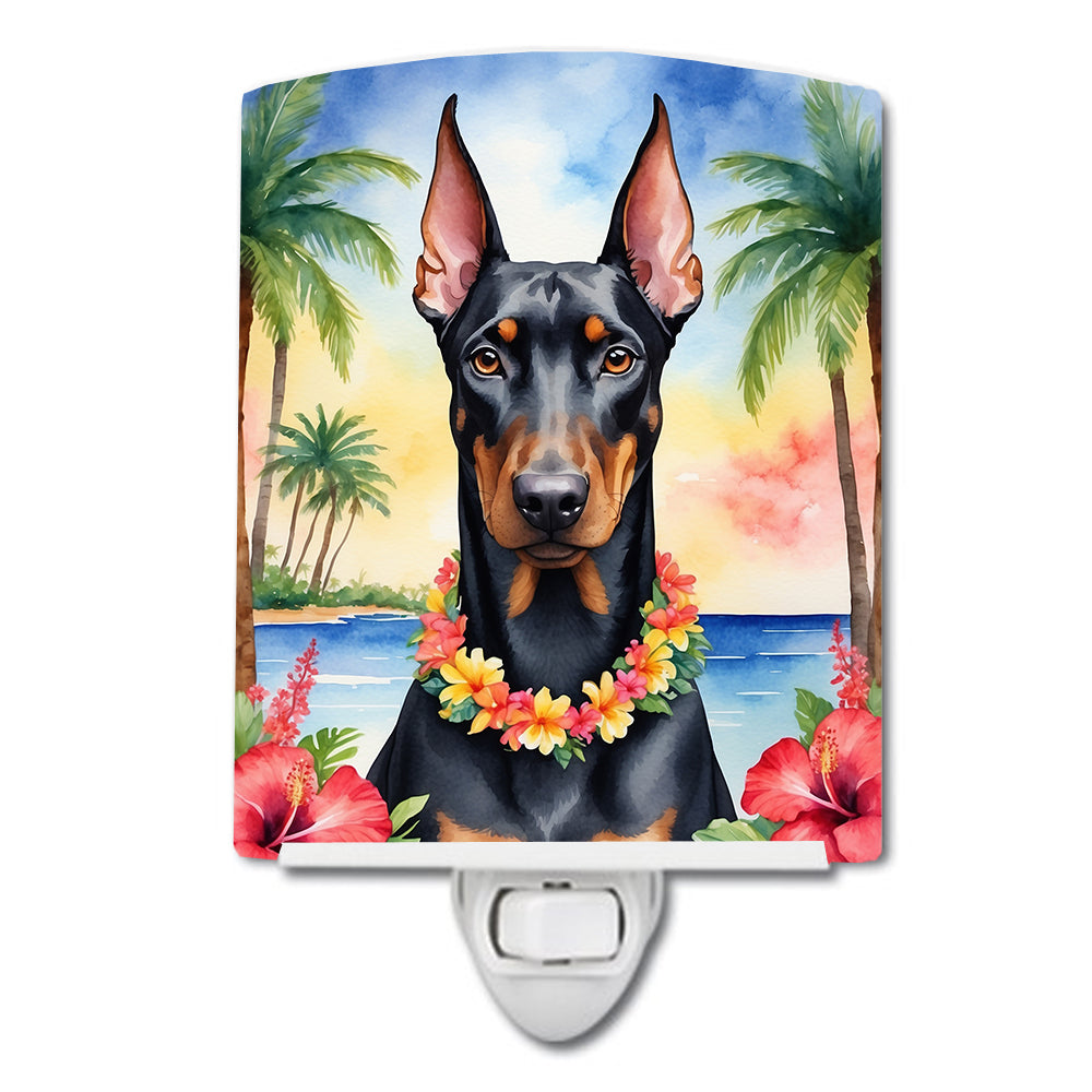 6 x 4 in. Doberman Pinscher Luau Ceramic Night Light