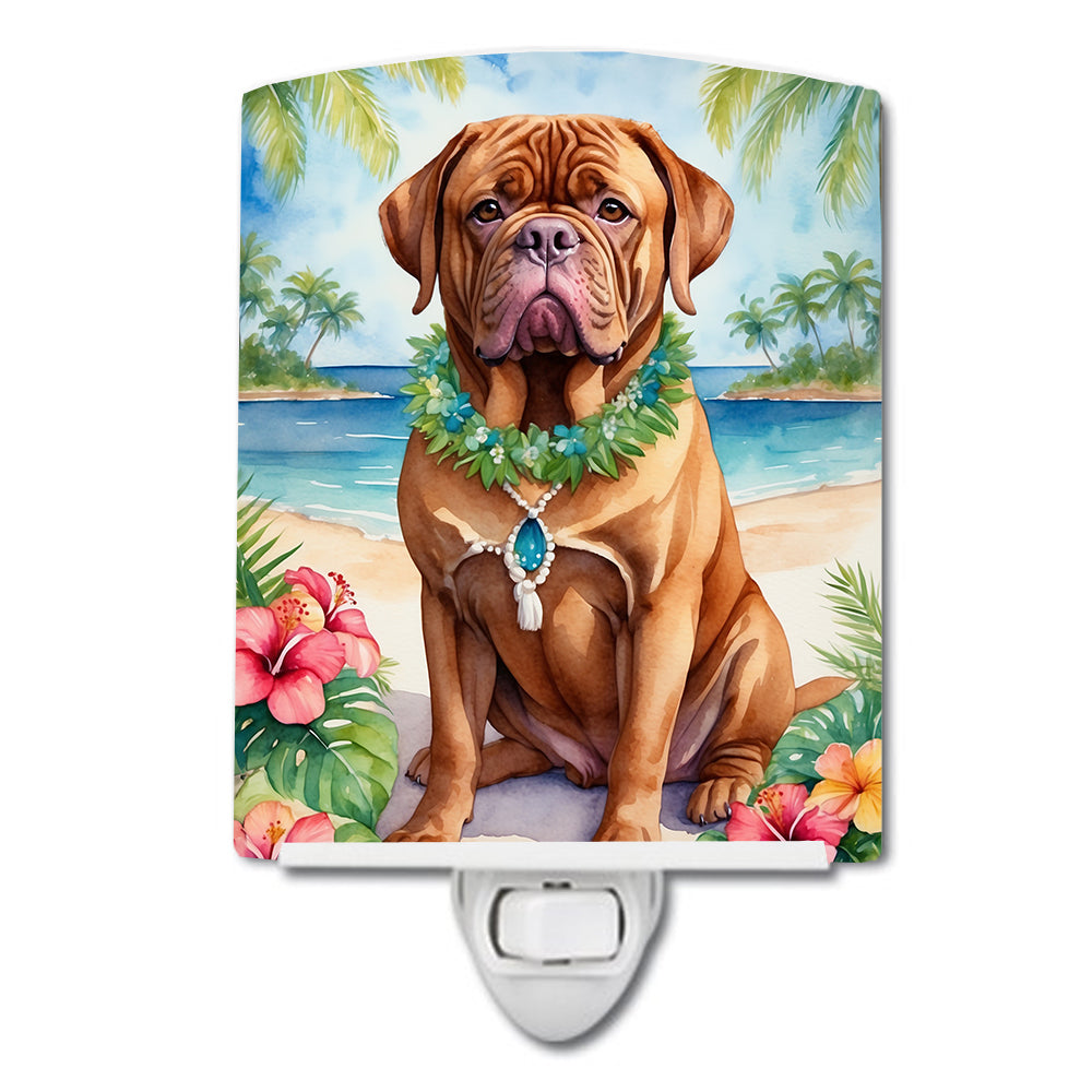 6 x 4 in. Dogue de Bordeaux Luau Ceramic Night Light