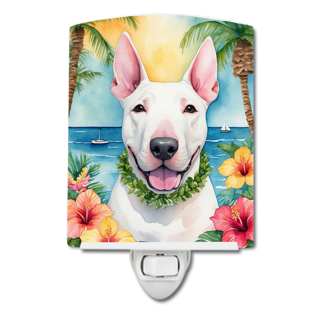 6 x 4 in. English Bull Terrier Luau Ceramic Night Light
