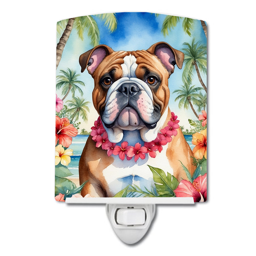 6 x 4 in. English Bulldog Luau Ceramic Night Light