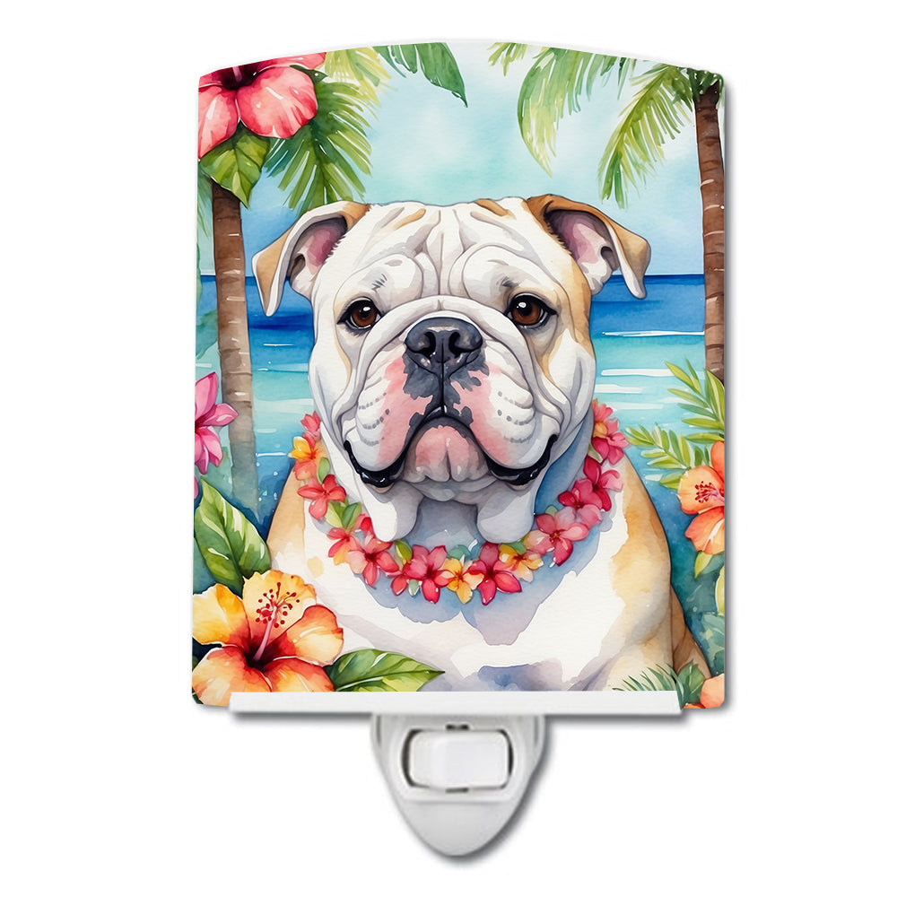 6 x 4 in. English Bulldog Luau Ceramic Night Light