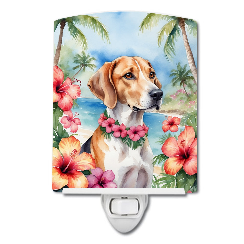 6 x 4 in. English Foxhound Luau Ceramic Night Light