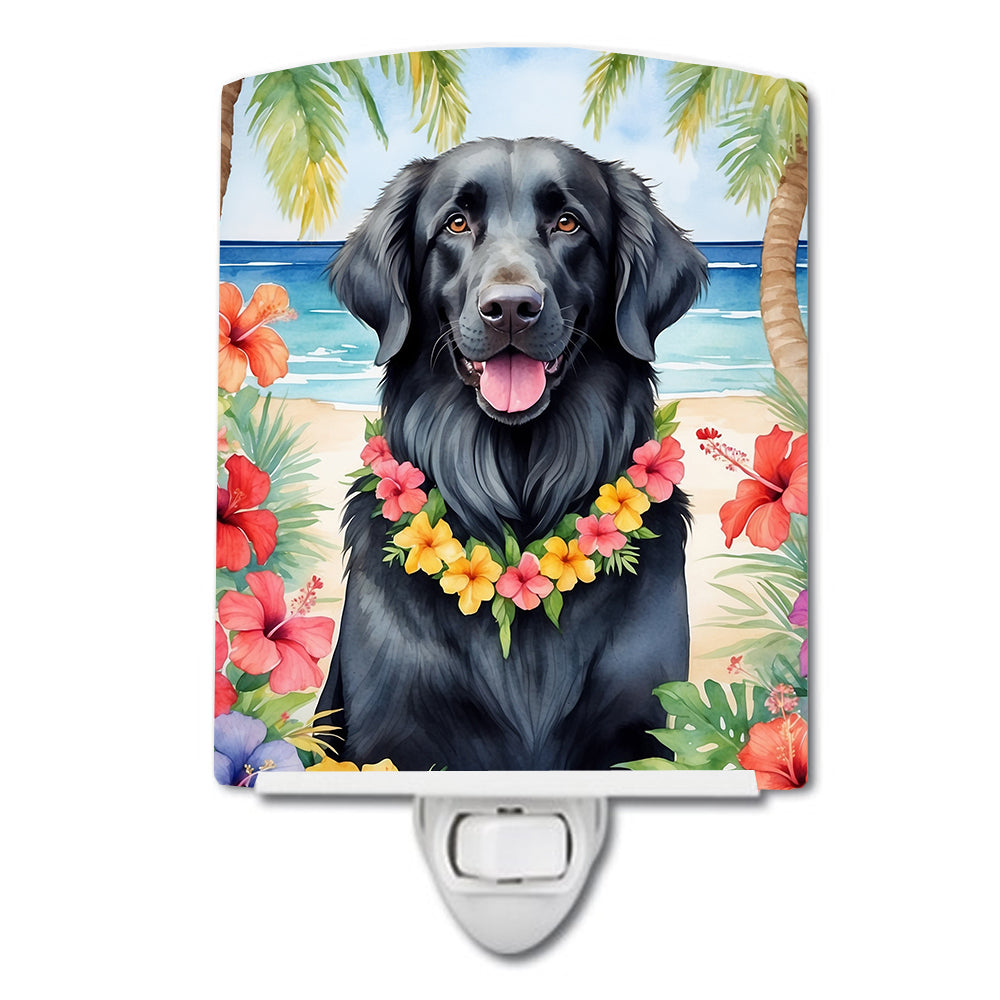 6 x 4 in. Flat-Coated Retriever Luau Ceramic Night Light