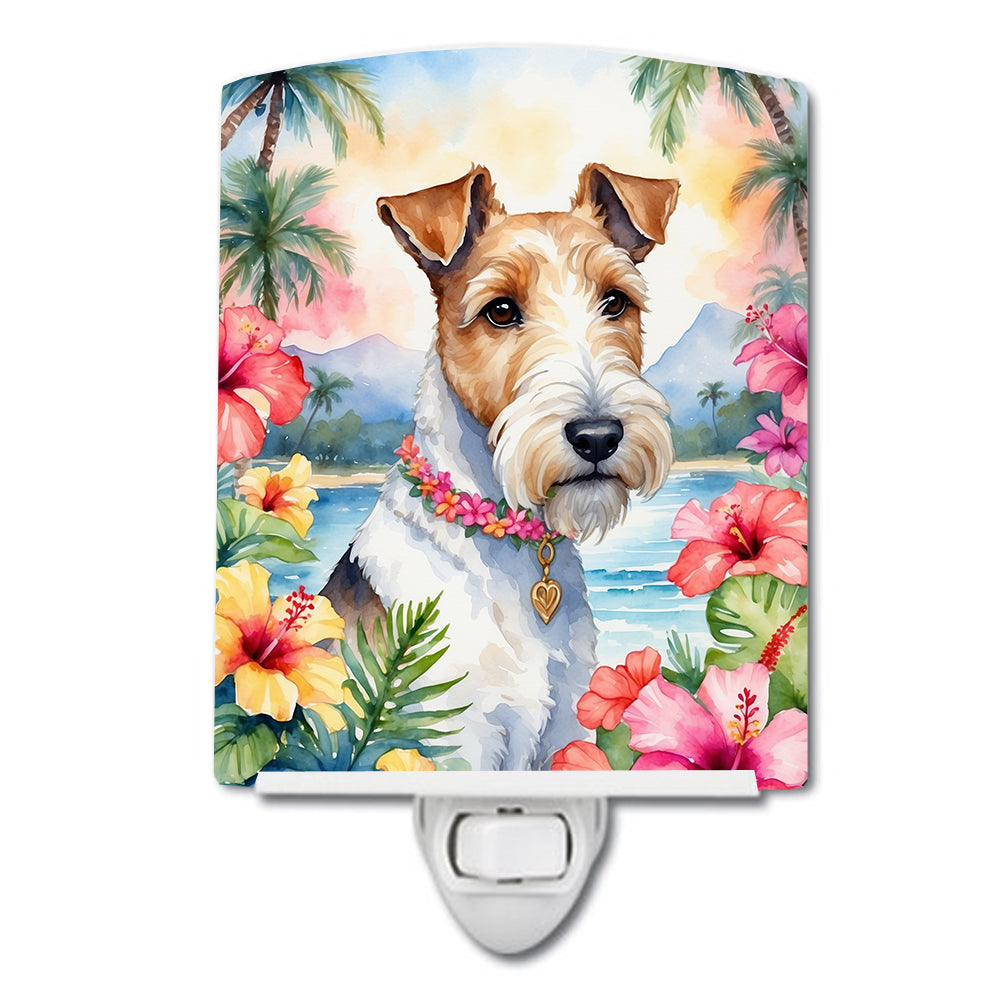6 x 4 in. Fox Terrier Luau Ceramic Night Light
