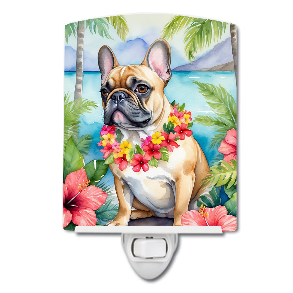6 x 4 in. French Bulldog Luau Ceramic Night Light