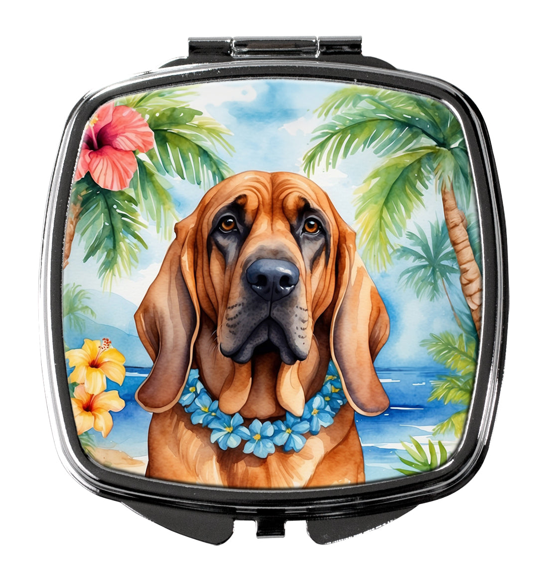 3 x 2.75 in. Bloodhound Luau Compact Mirror