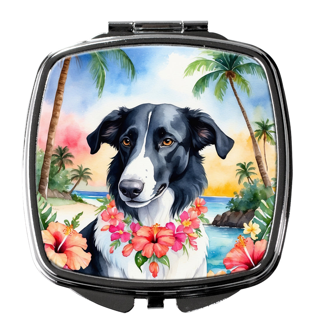 3 x 2.75 in. Borzoi Luau Compact Mirror