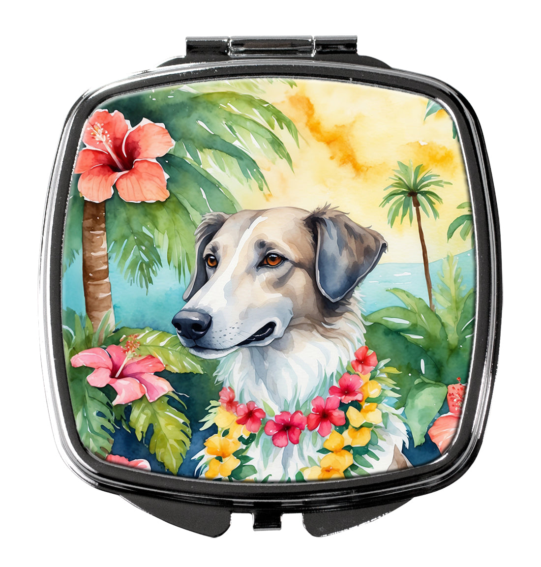 3 x 2.75 in. Borzoi Luau Compact Mirror
