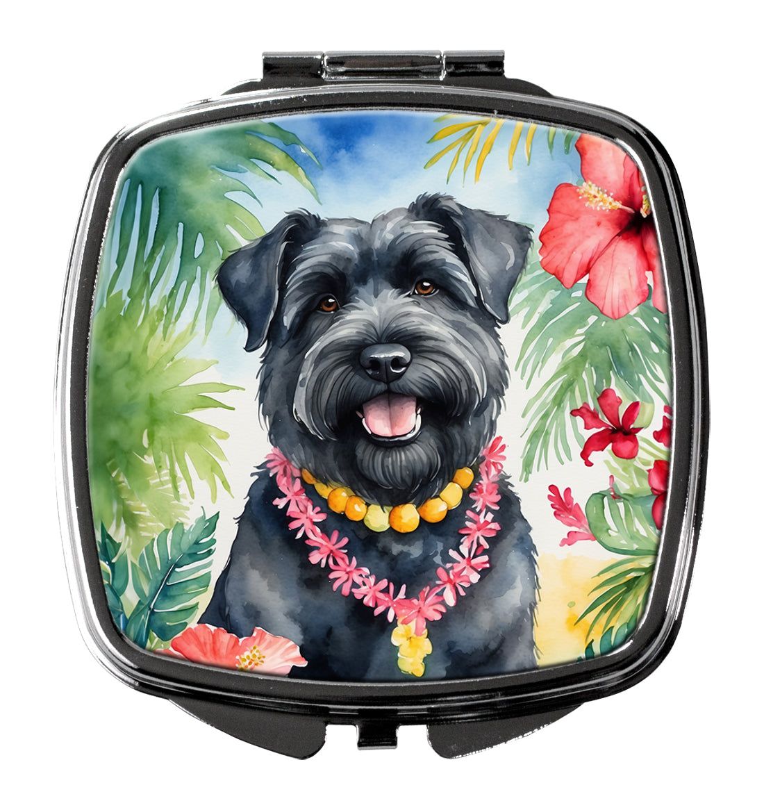 3 x 2.75 in. Bouvier des Flandres Luau Compact Mirror