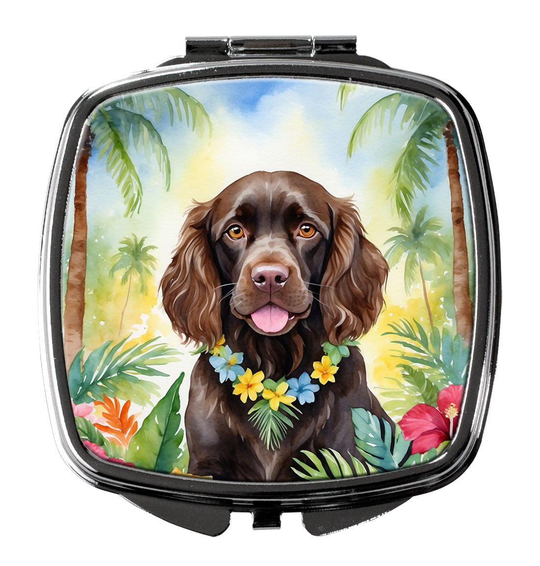 3 x 2.75 in. Boykin Spaniel Luau Compact Mirror