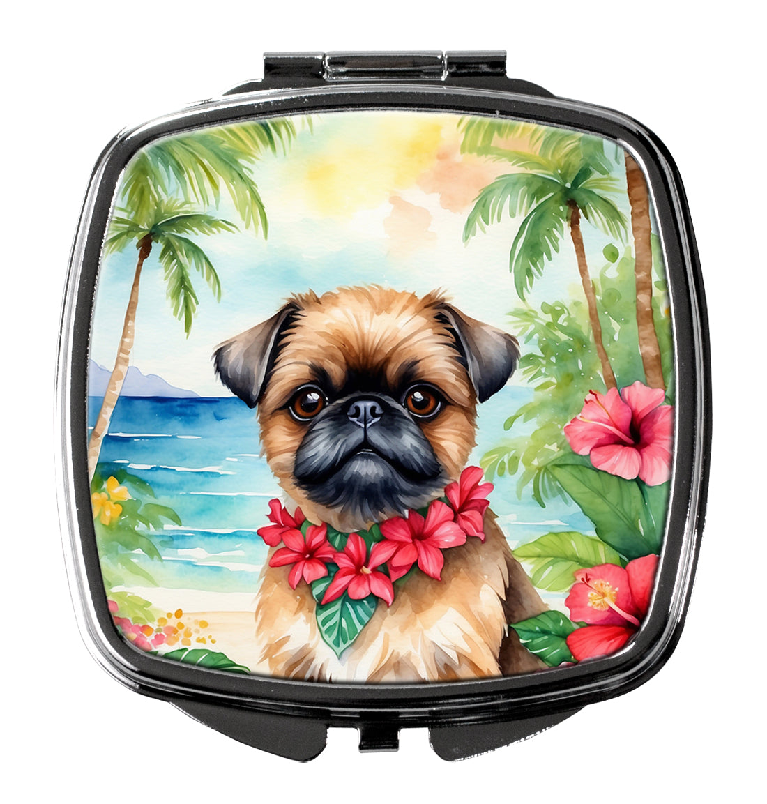 3 x 2.75 in. Brussels Griffon Luau Compact Mirror