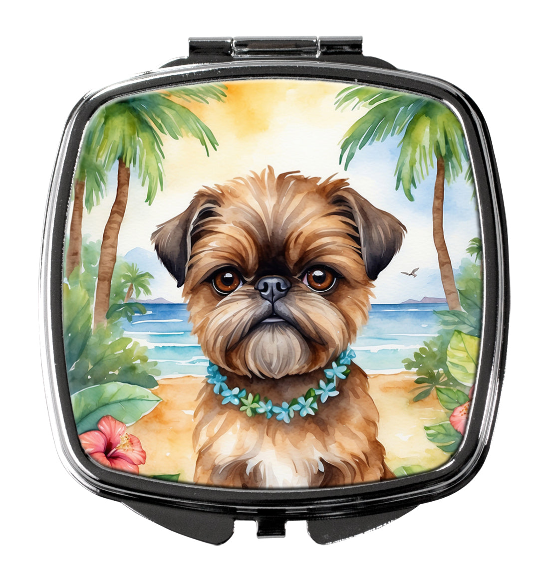 3 x 2.75 in. Brussels Griffon Luau Compact Mirror