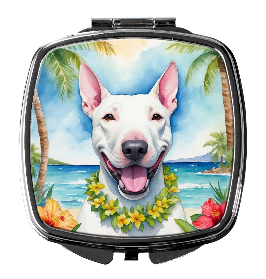 3 x 2.75 in. Bull Terrier Luau Compact Mirror