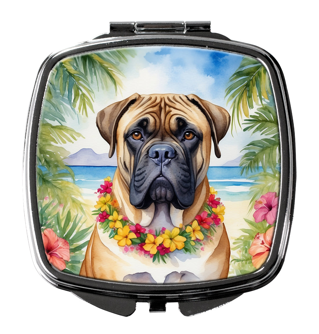 3 x 2.75 in. Bullmastiff Luau Compact Mirror