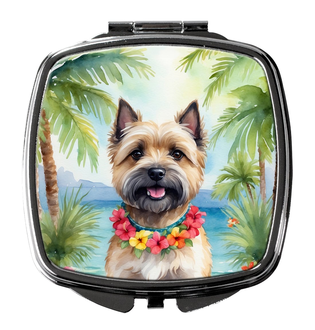 3 x 2.75 in. Cairn Terrier Luau Compact Mirror