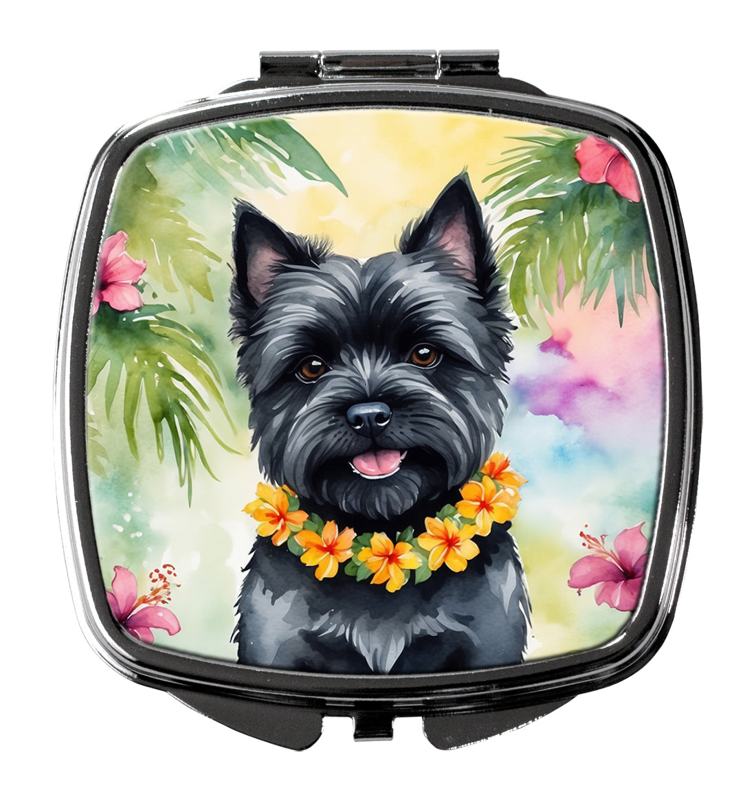 3 x 2.75 in. Cairn Terrier Luau Compact Mirror