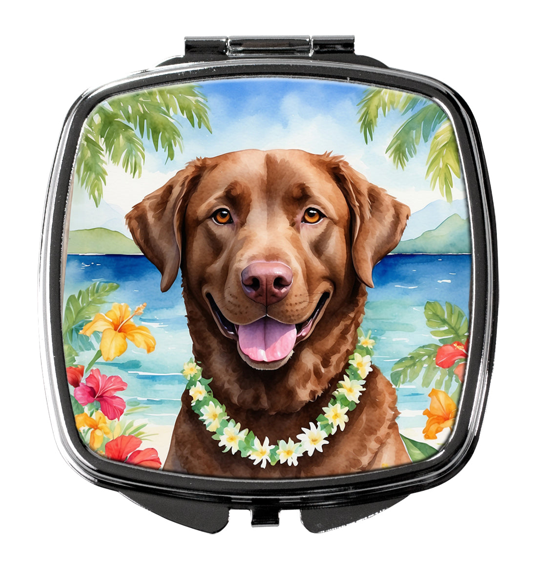 3 x 2.75 in. Chesapeake Bay Retriever Luau Compact Mirror