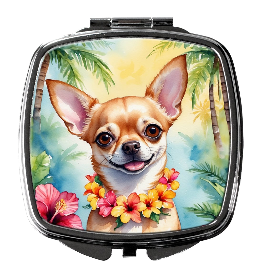 3 x 2.75 in. Chihuahua Luau Compact Mirror