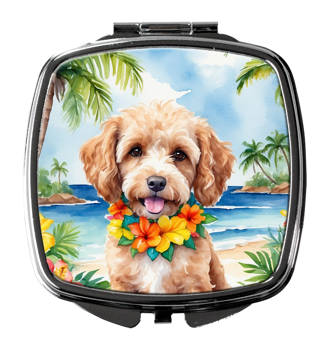 DAC6409SCM 3 x 2.75 in. Cockapoo Luau Compact Mirror