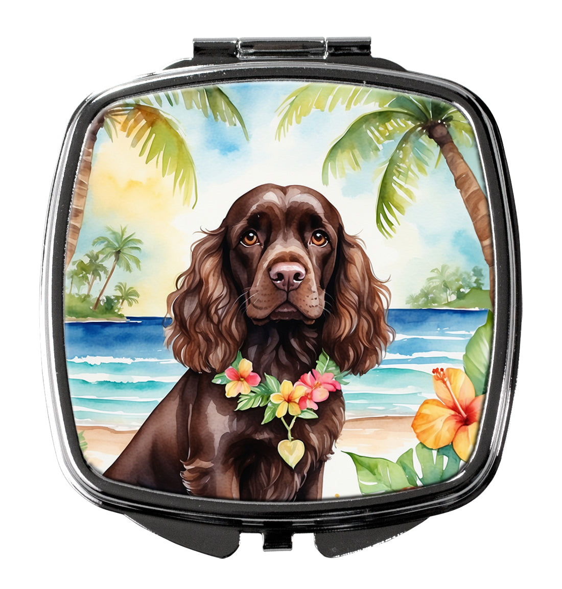 3 x 2.75 in. Cocker Spaniel Luau Compact Mirror