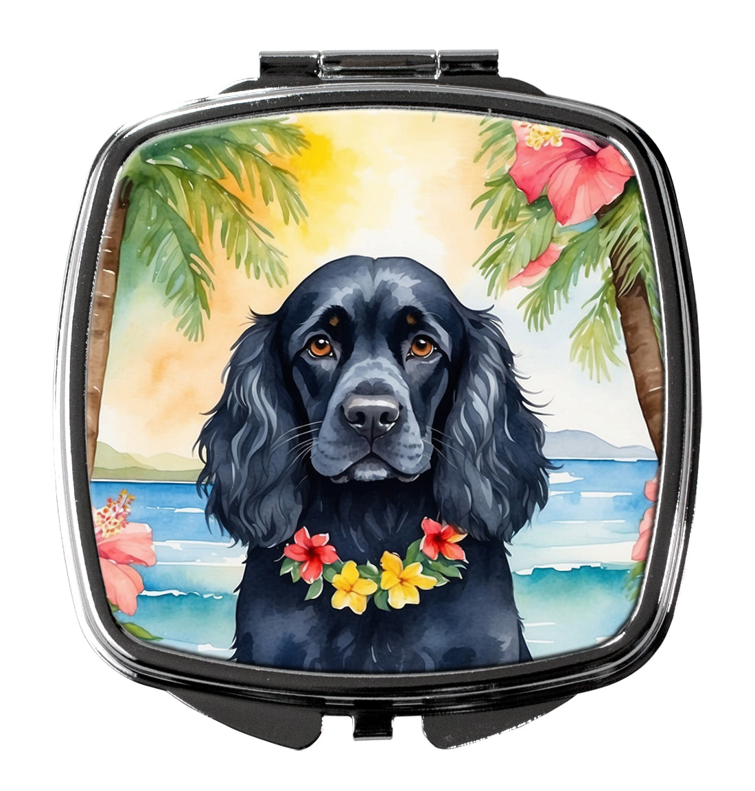 3 x 2.75 in. Cocker Spaniel Luau Compact Mirror