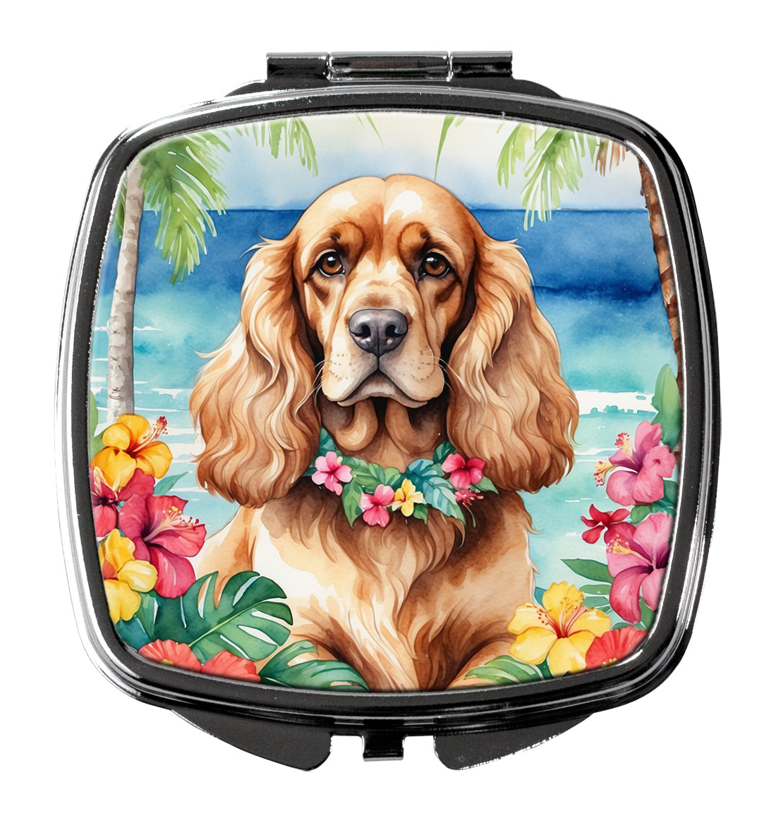 DAC6412SCM 3 x 2.75 in. Cocker Spaniel Luau Compact Mirror