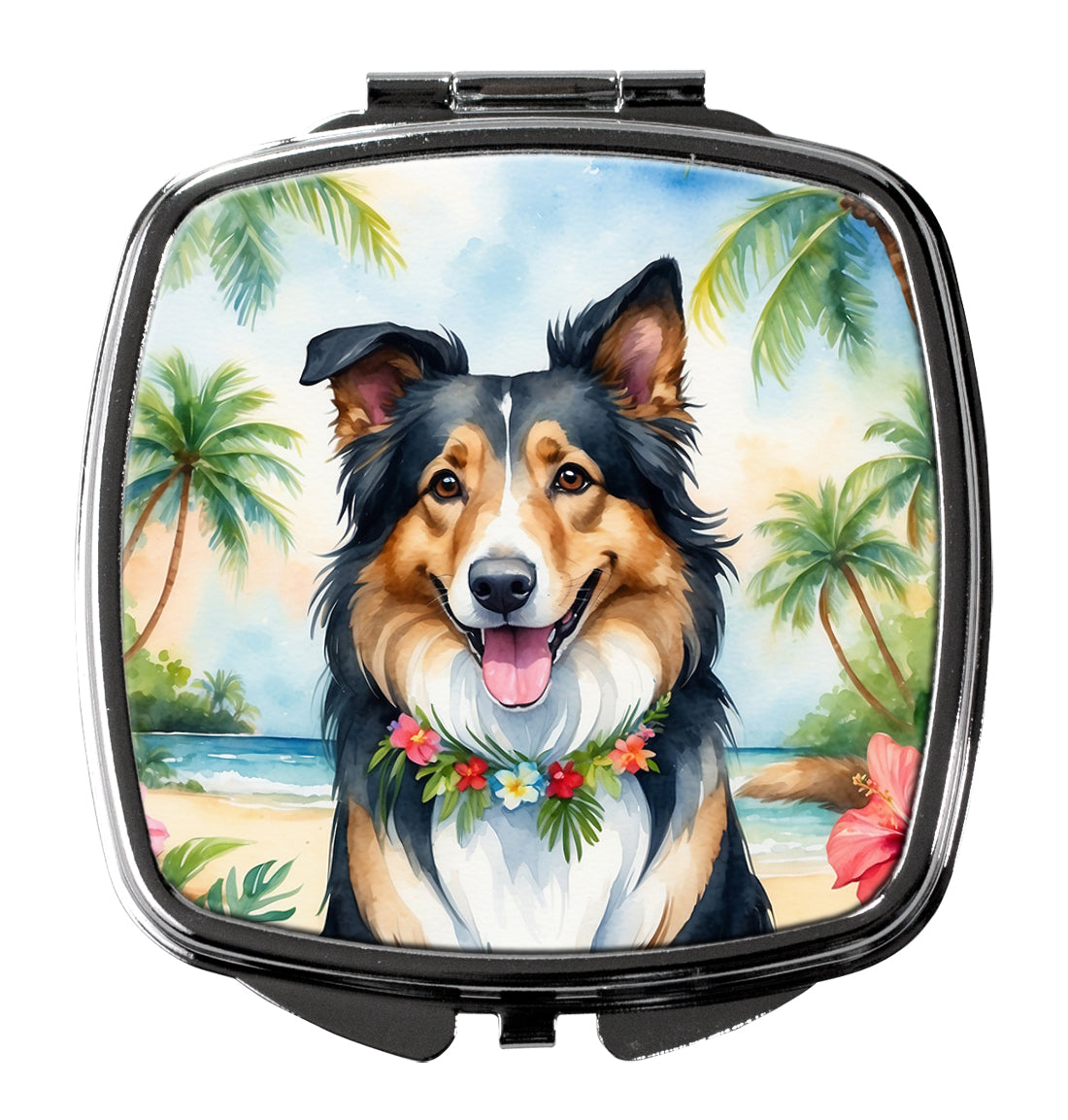 3 x 2.75 in. Collie Luau Compact Mirror